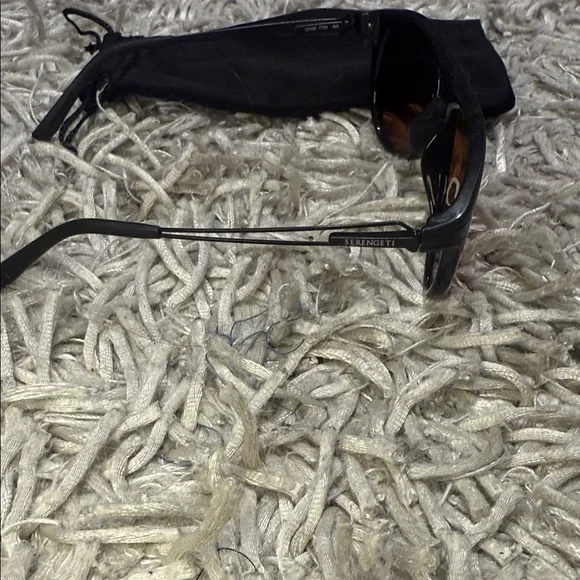 Serengetti Black Sunglasses with Brown Lenses Made in Italy - Picture 3 of 10